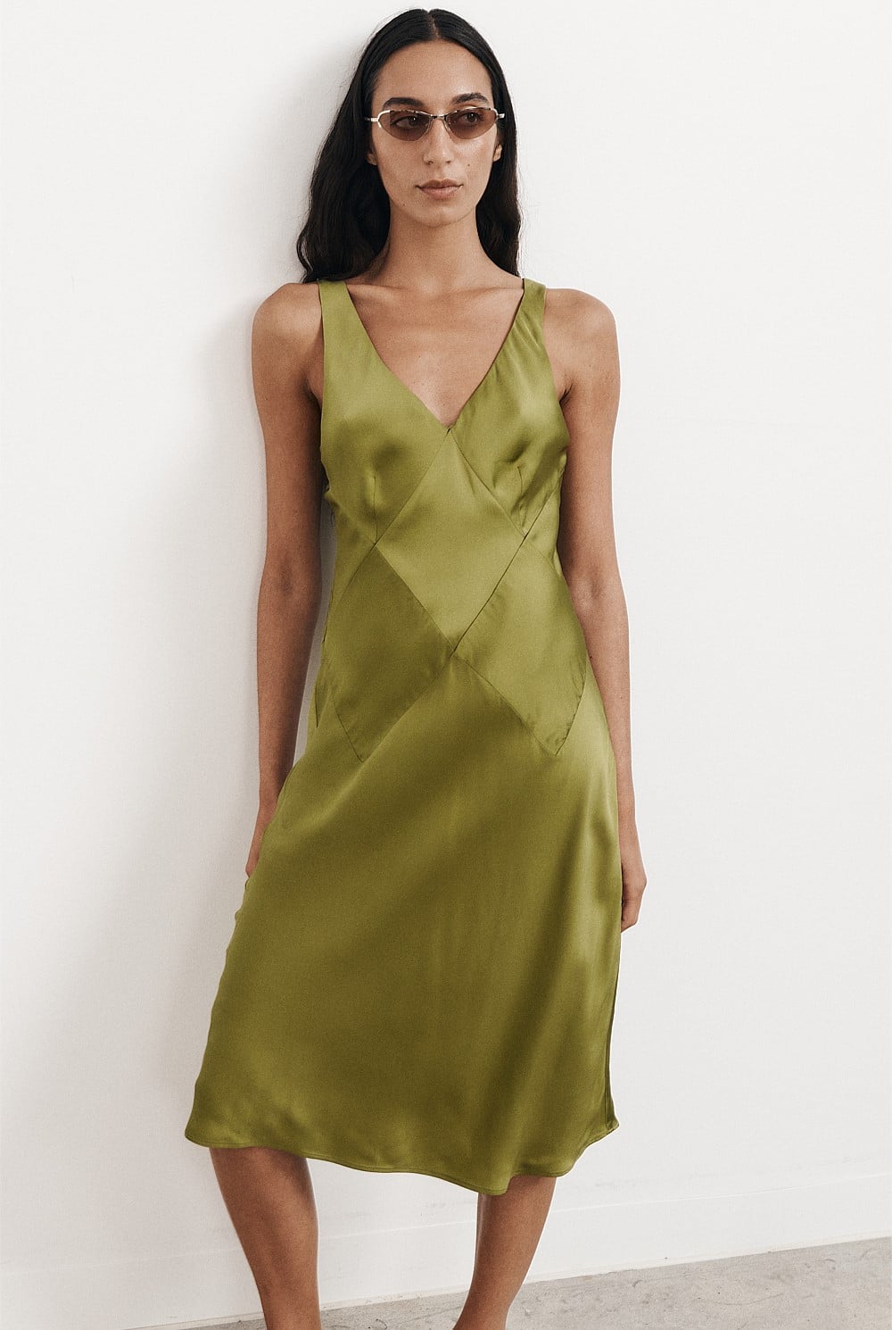 Seam Detail Slip Midi Dress