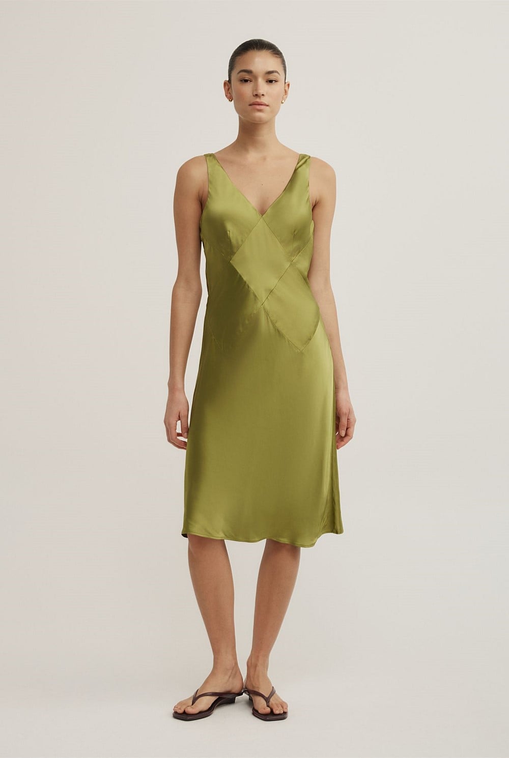 Seam Detail Slip Midi Dress