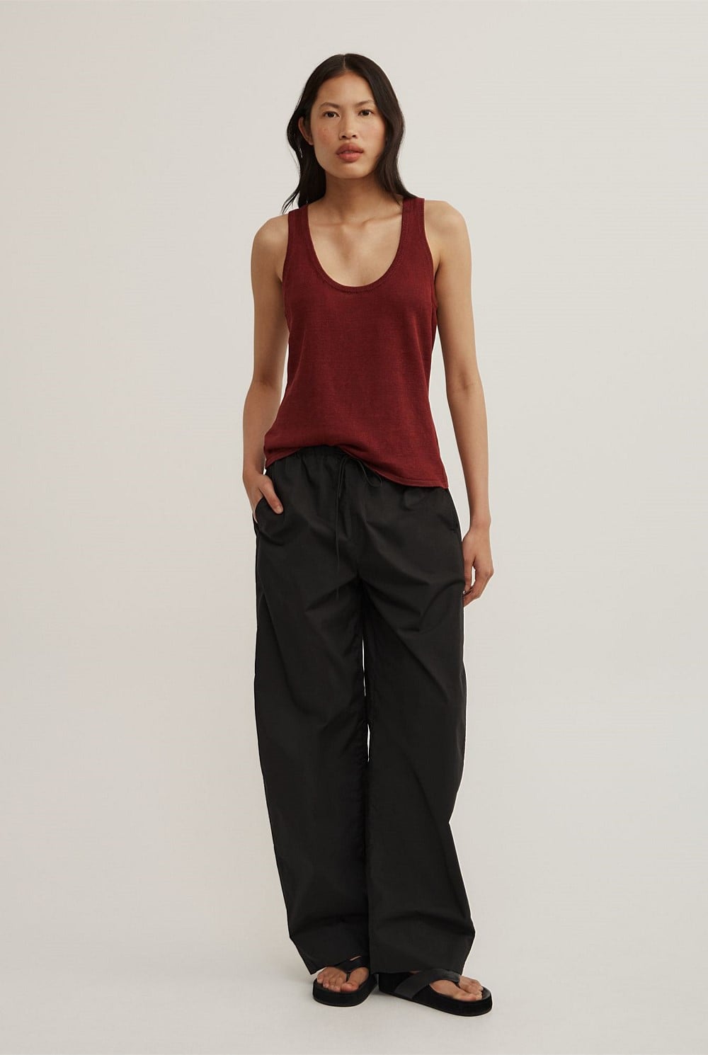 Linen Scoop Knit Tank