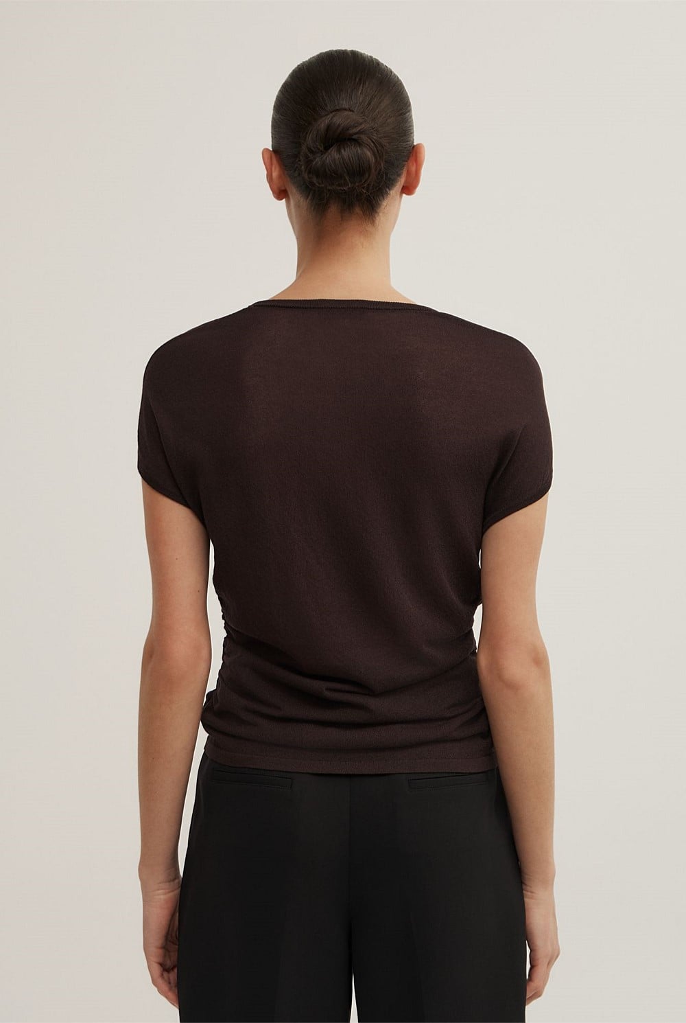 Wide Shoulder Knit T-Shirt