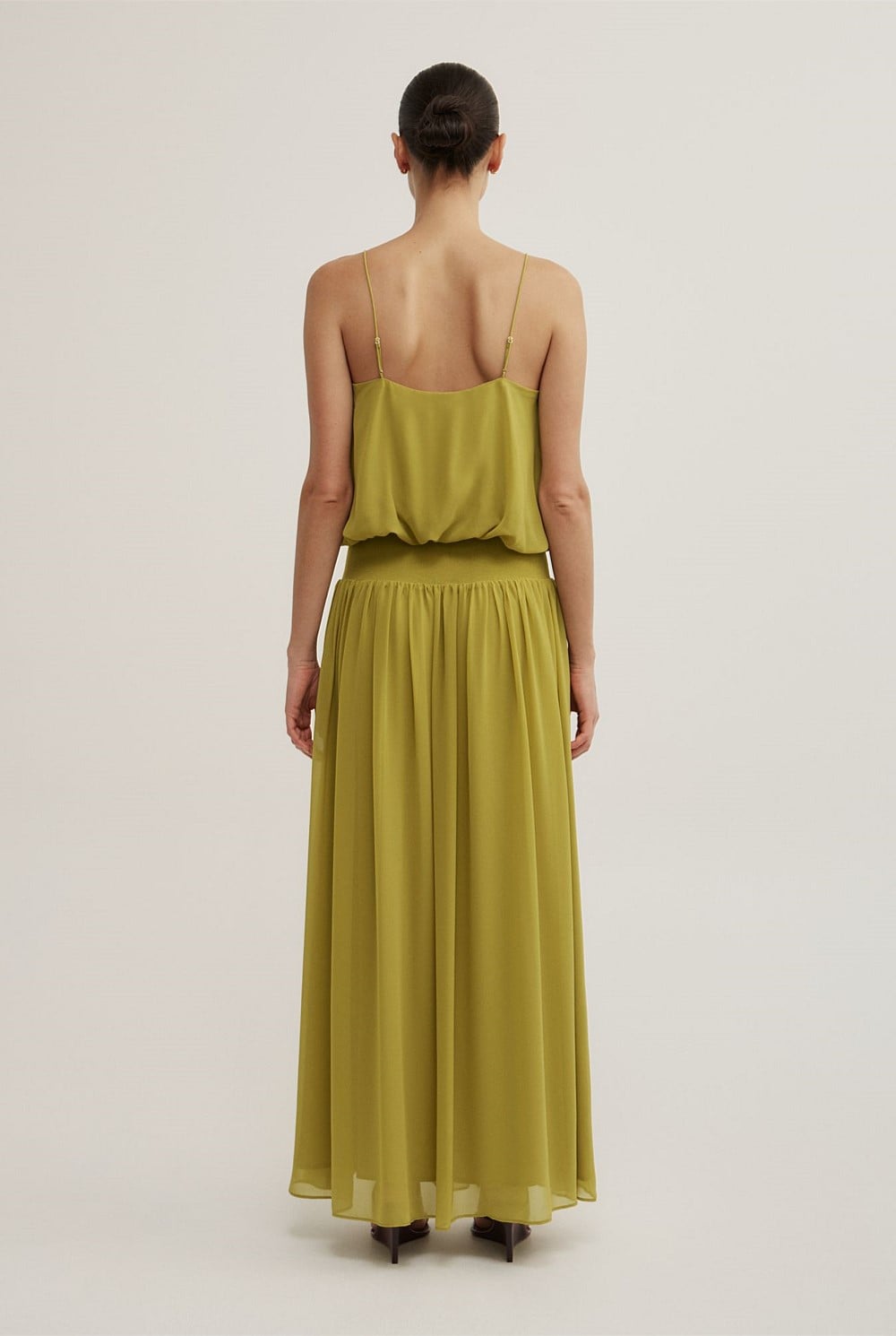 Blouson Drape Maxi Dress
