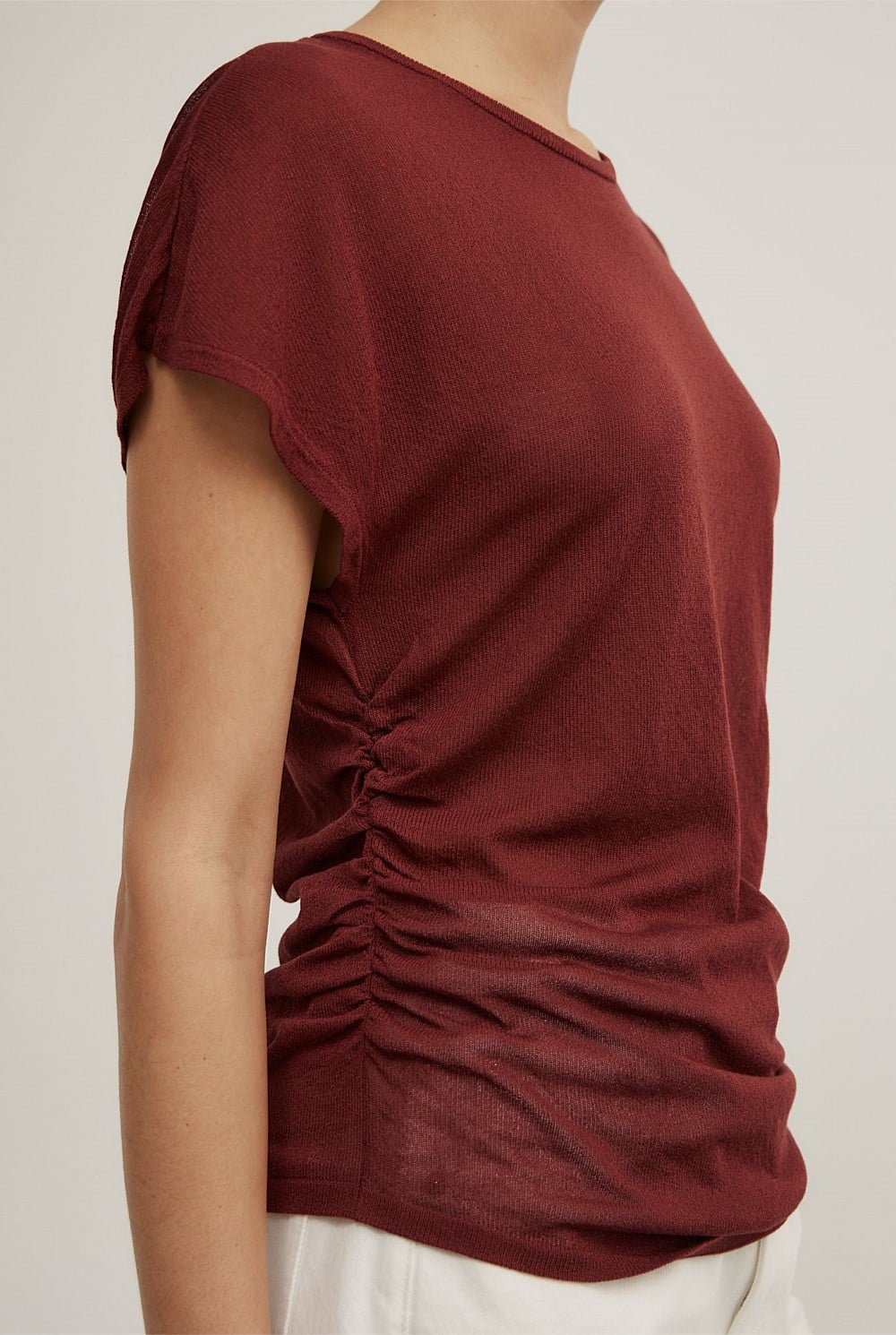 Wide Shoulder Knit T-Shirt