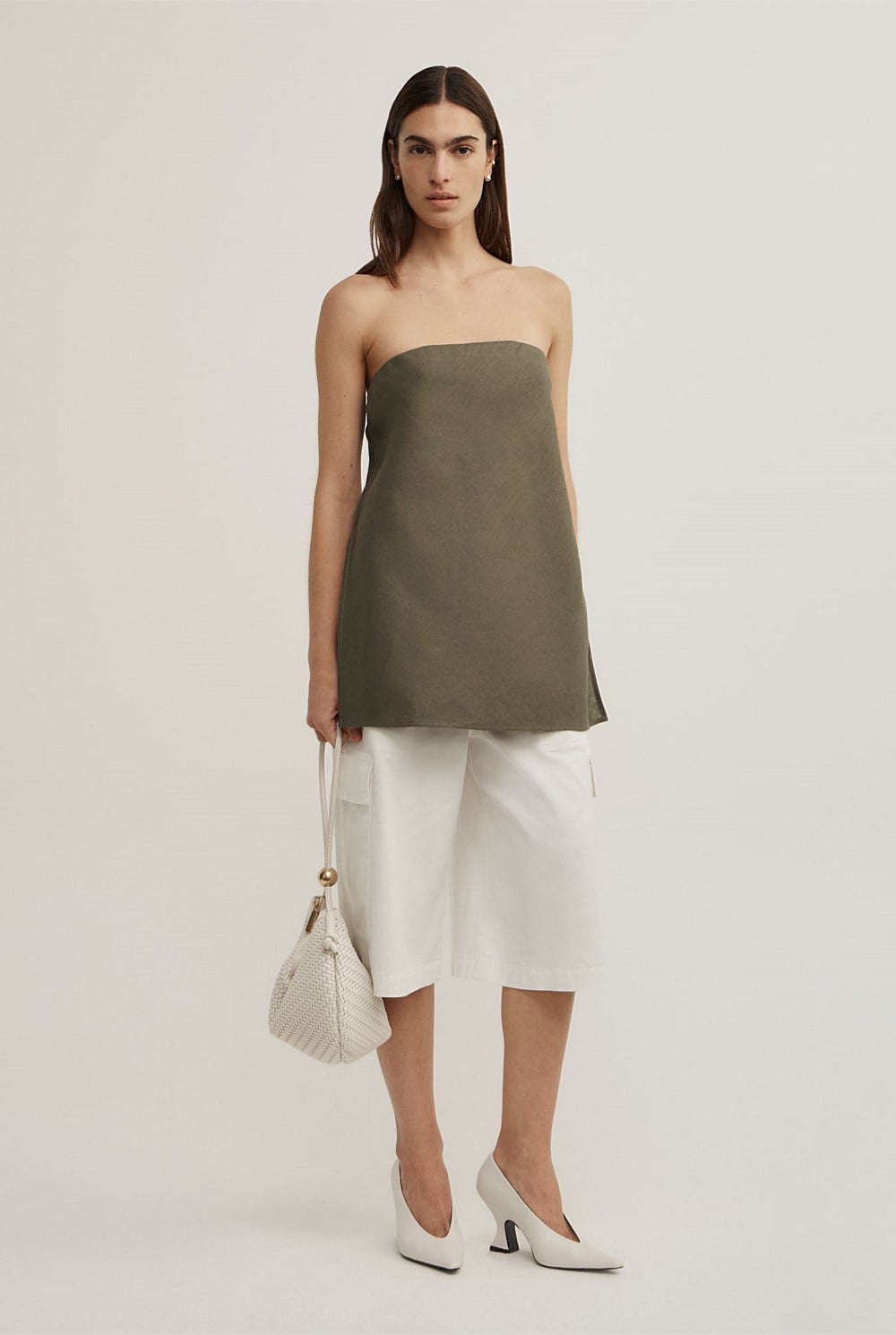 Linen Strapless Top