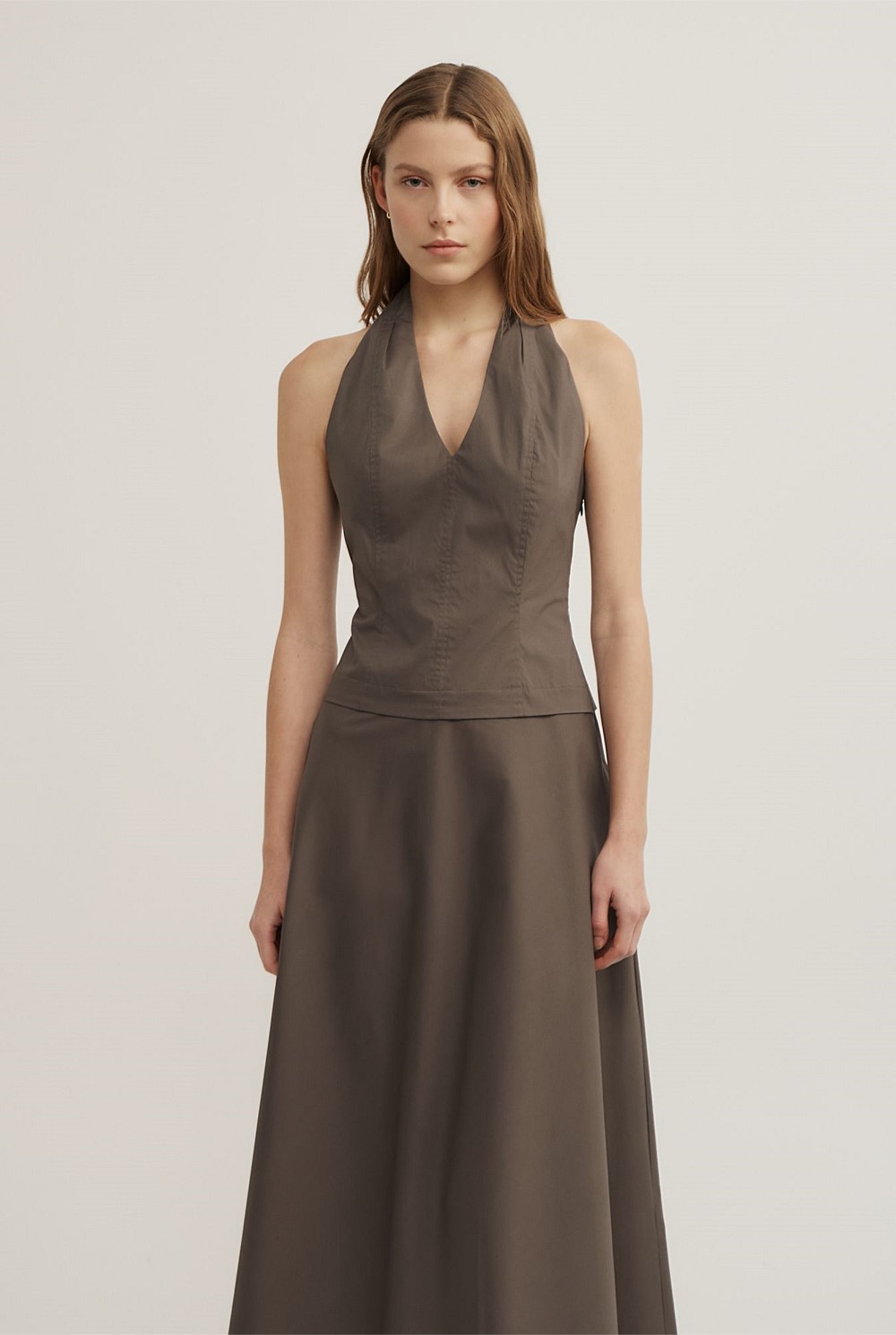 Halter Panel Midi Dress