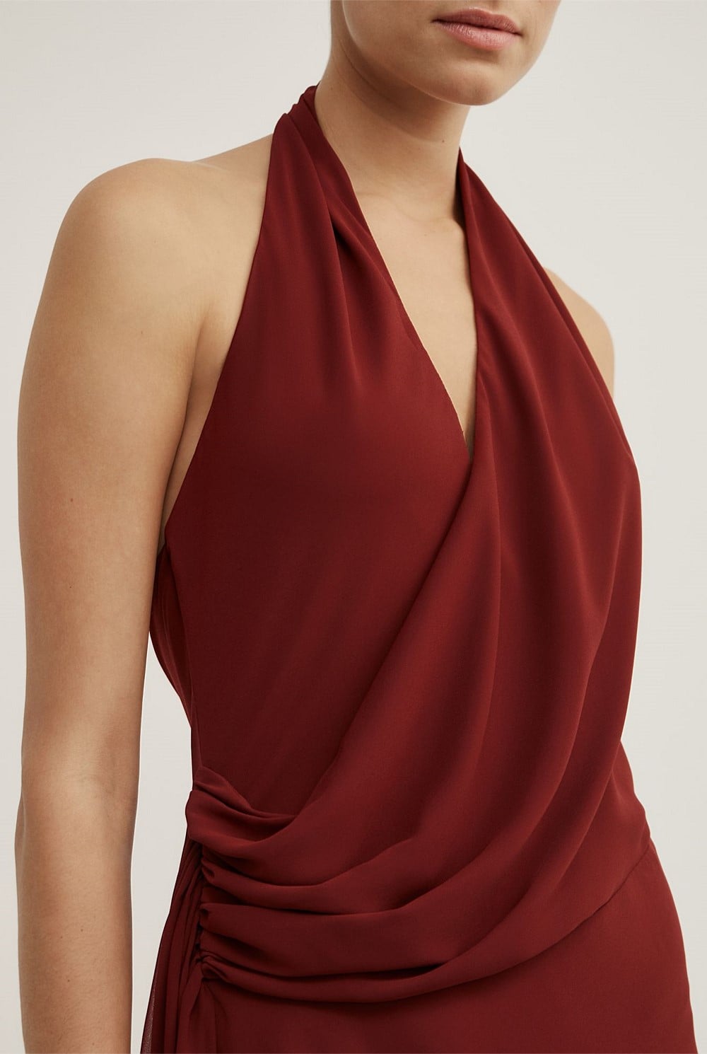 Halter Drape Tie Maxi Dress