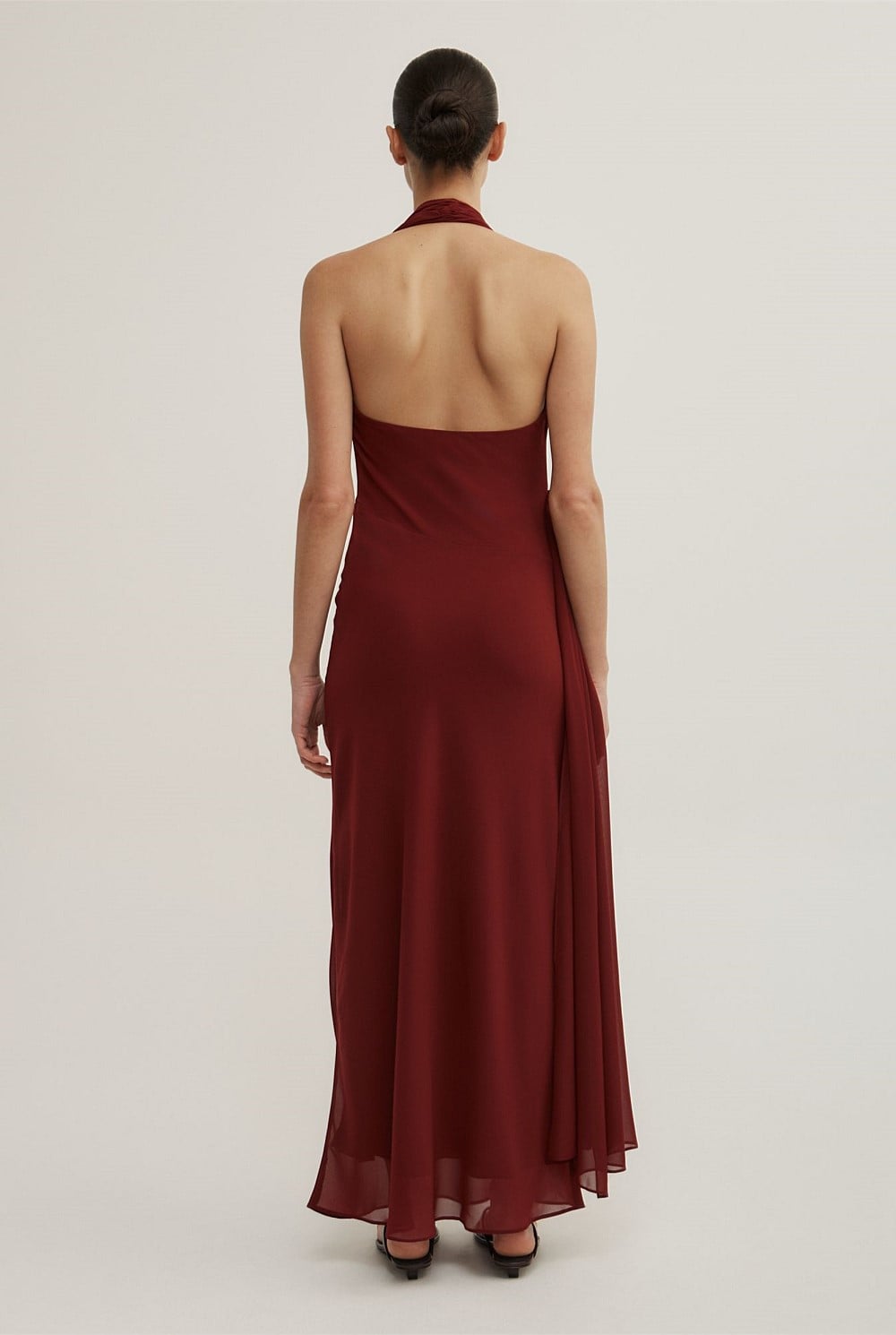 Halter Drape Tie Maxi Dress