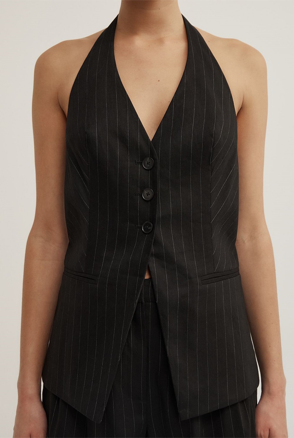 Pinstripe Halter Vest