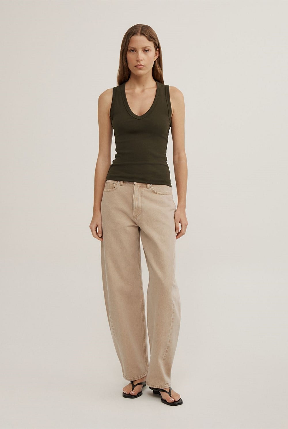 Fine Rib V-Neck Tank