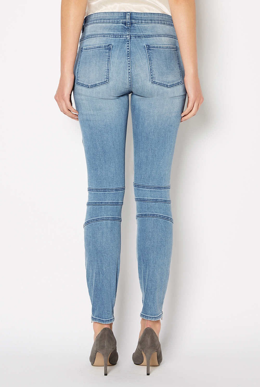 7/8 Mid Blue Biker Jean