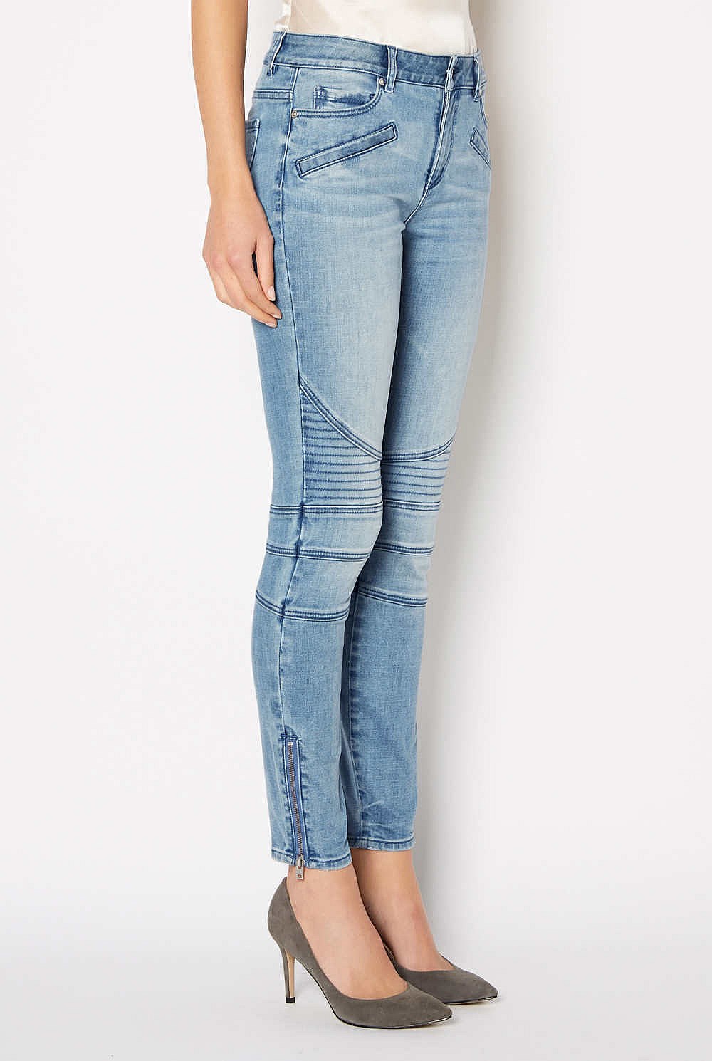 7/8 Mid Blue Biker Jean