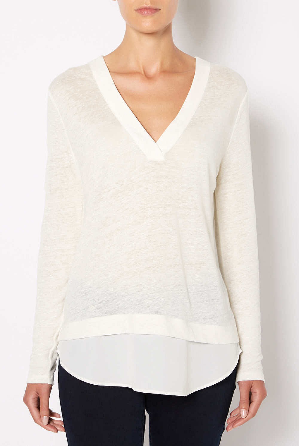 Woven Spliced Hem Tee