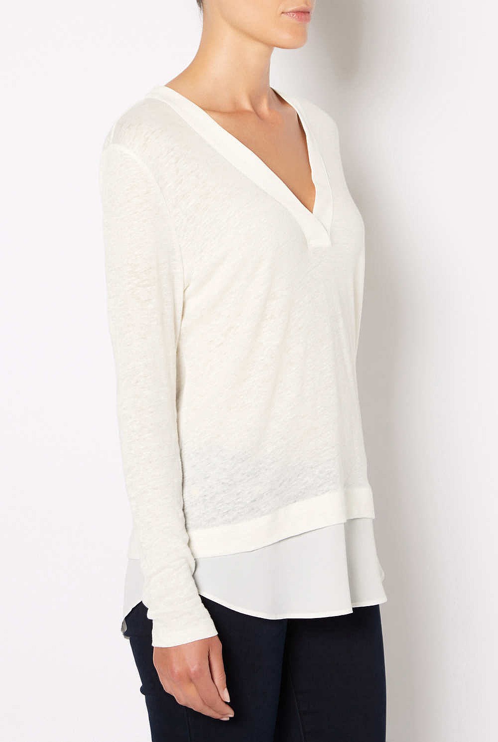 Woven Spliced Hem Tee