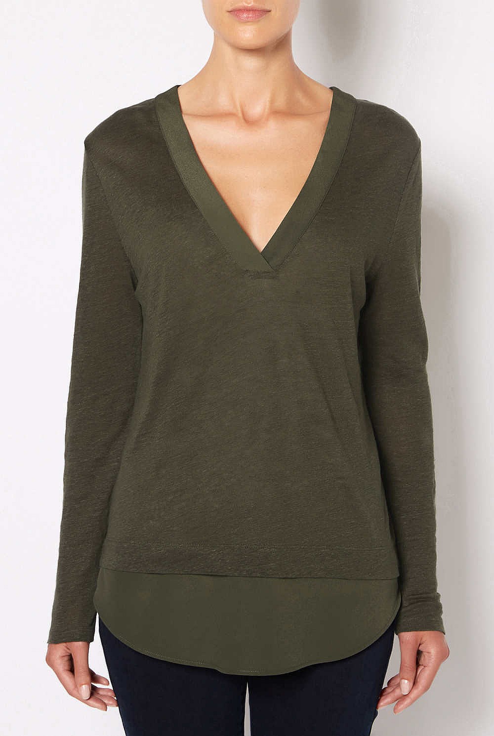 Woven Spliced Hem Tee