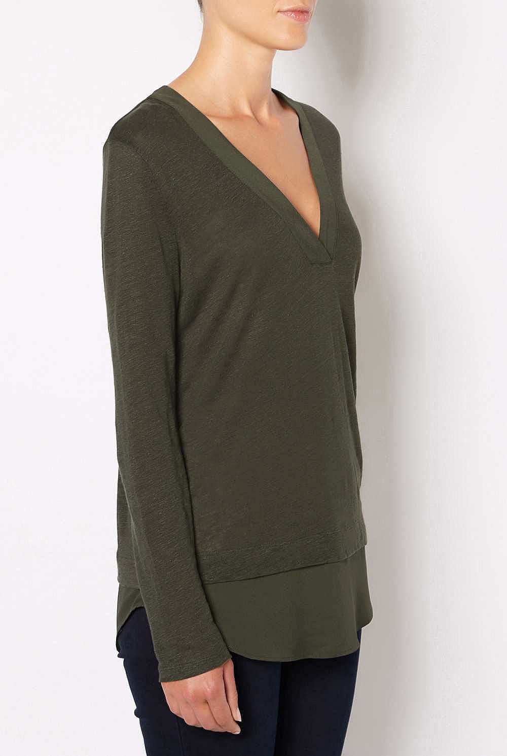 Woven Spliced Hem Tee